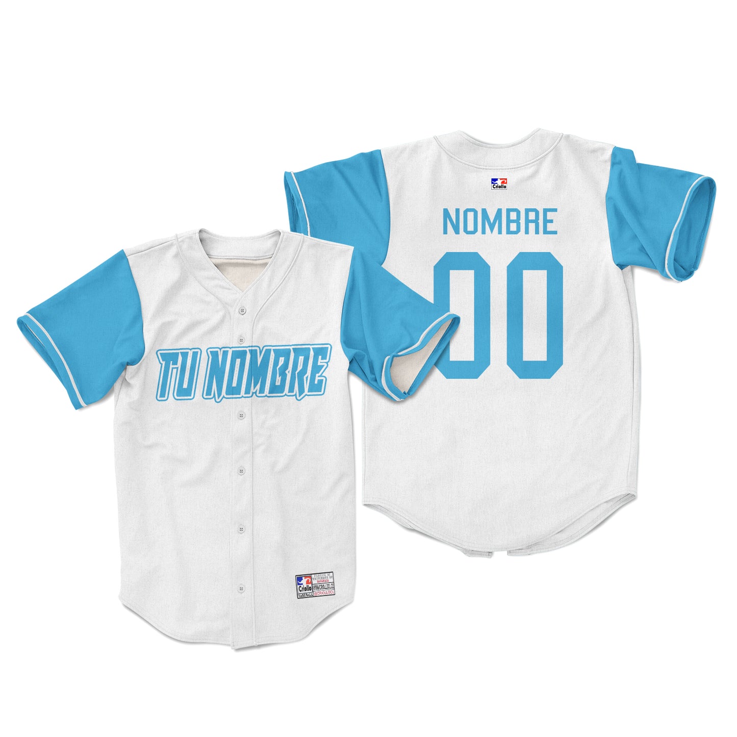 Camiseta personalizada con botones blanco con azul claro