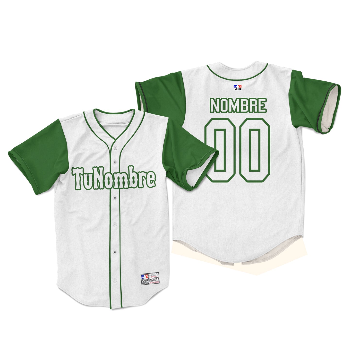 Camiseta con botones blanco y verde personalizada