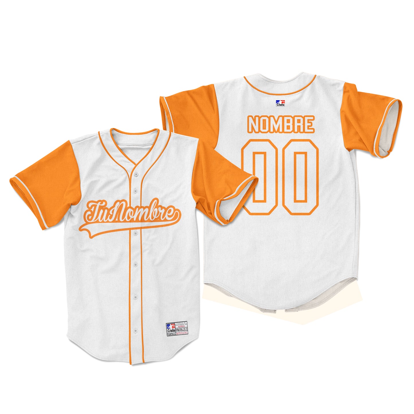Camiseta con botones blanco y naranja personalizada