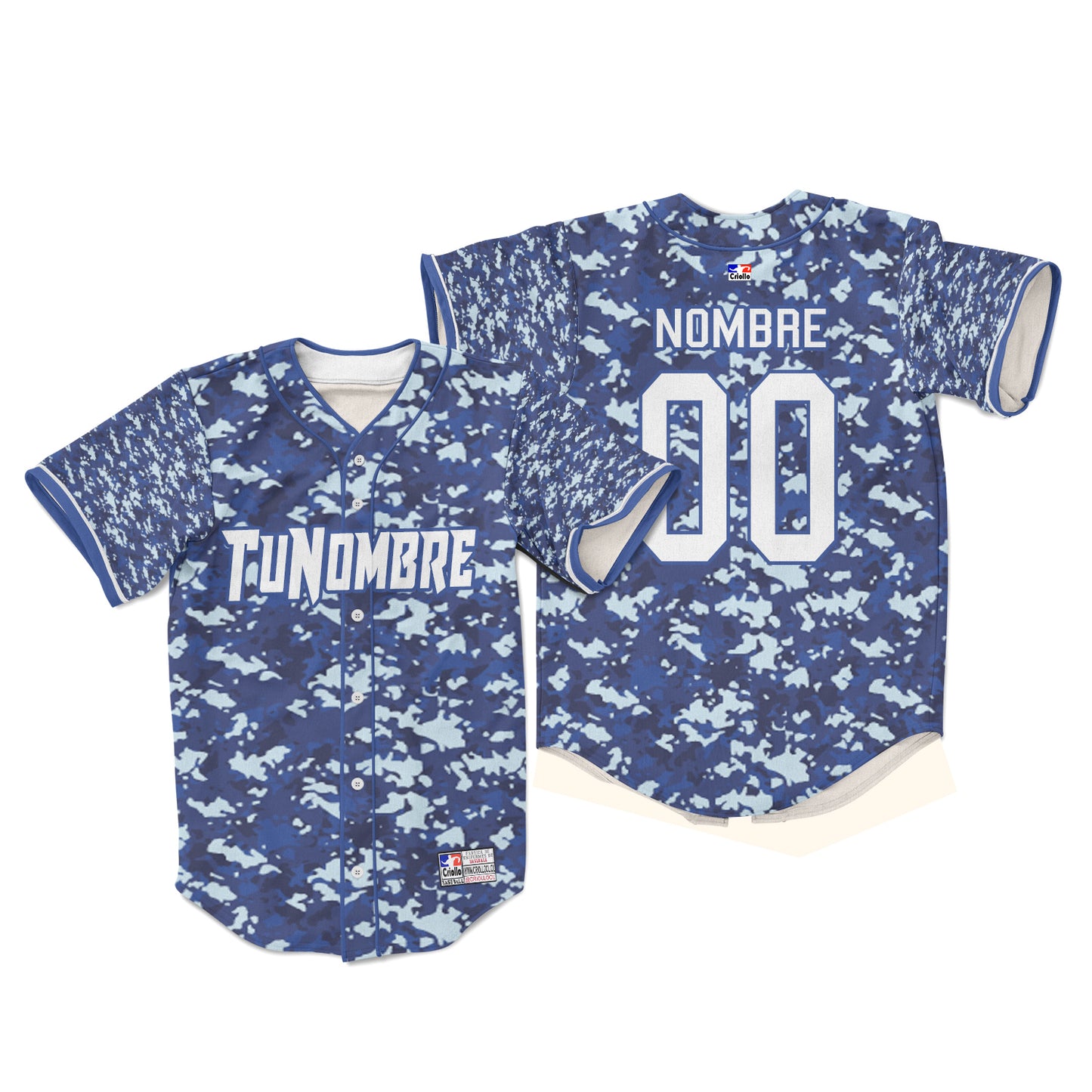 Camiseta personalizada con botones camuflaje azul