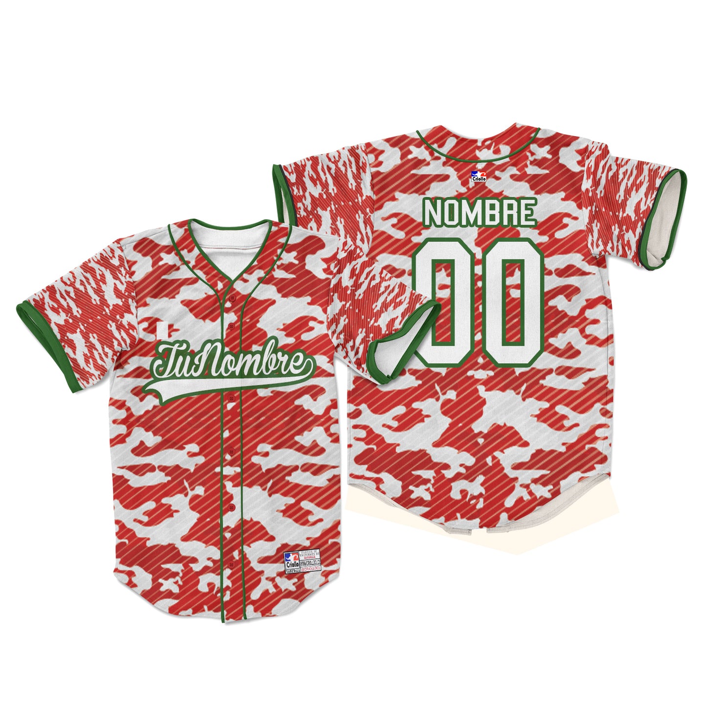 Camiseta con botones camuflaje rojo con blanco rayas personalizada