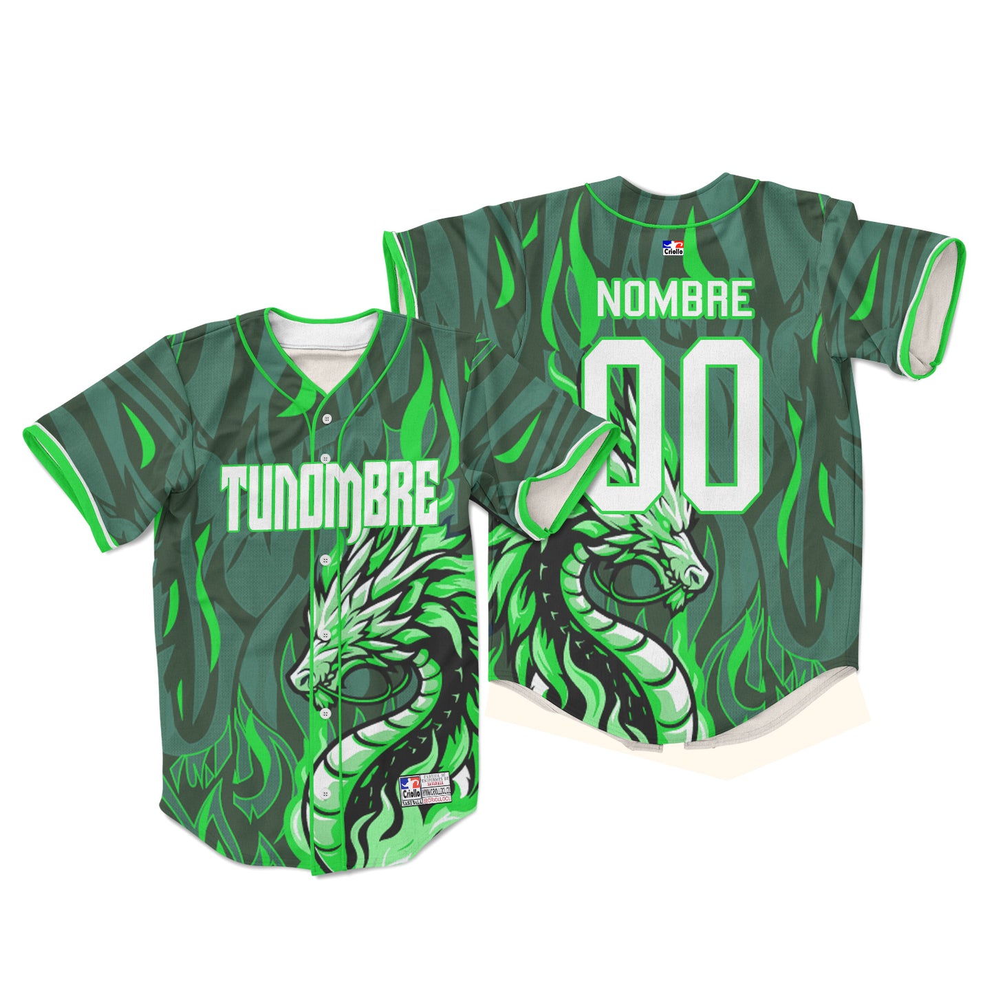 Camiseta personalizada con botones Dragon Verde