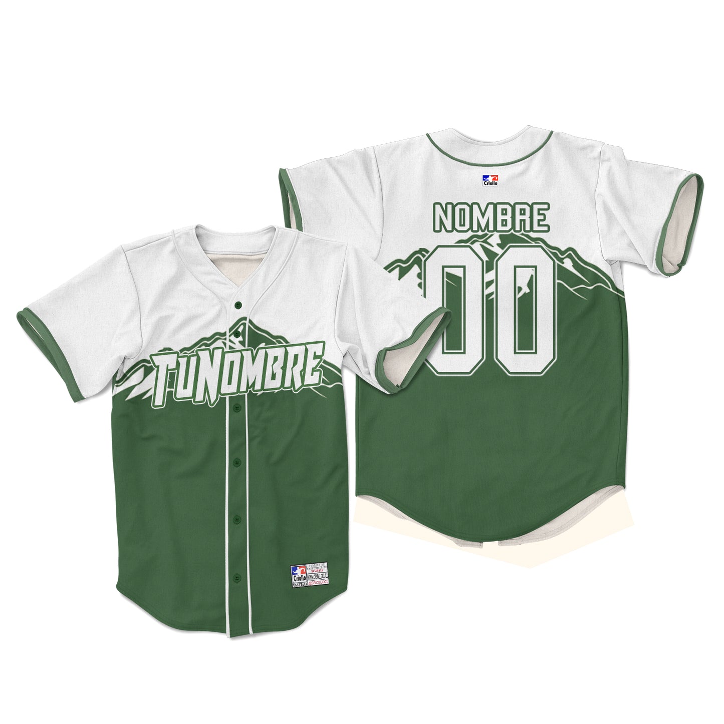 Camiseta personalizada con botones Montañas Patagonia Verde