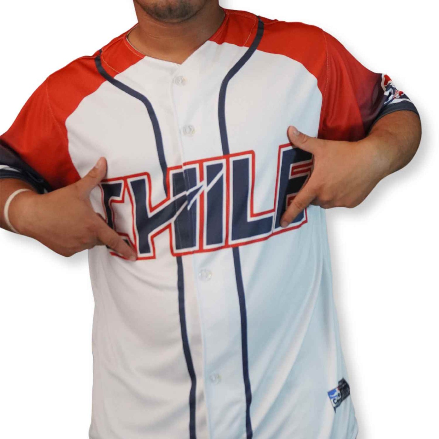 Camiseta de Beisbol Chile selección full botón