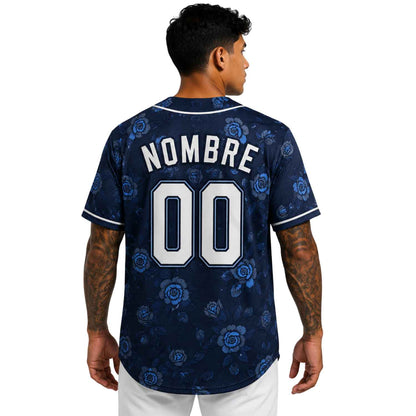 Camiseta Jersey de beisbol personalizada Rosas Blue