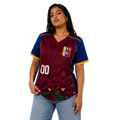 Camiseta de Béisbol Diseño Vinotinto azul - Jersey Personalizado Dama