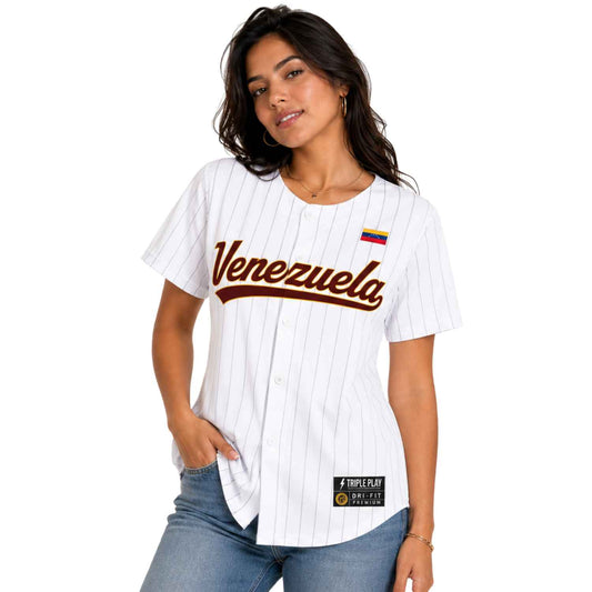 Camiseta de Béisbol Diseño Venezuela blanco- Jersey Personalizado