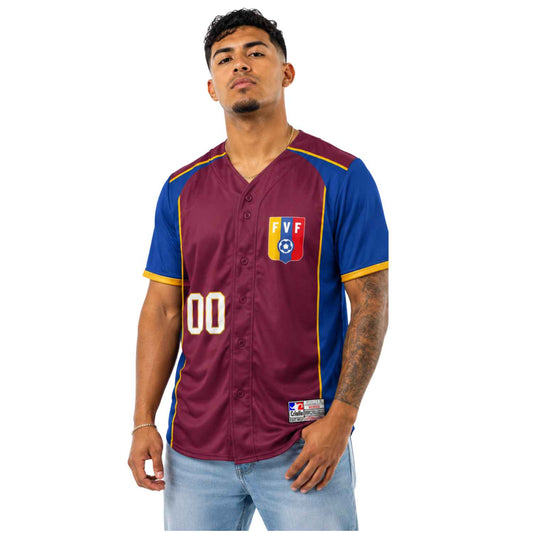 Camiseta de Béisbol Diseño Vinotinto azul - Jersey Personalizado