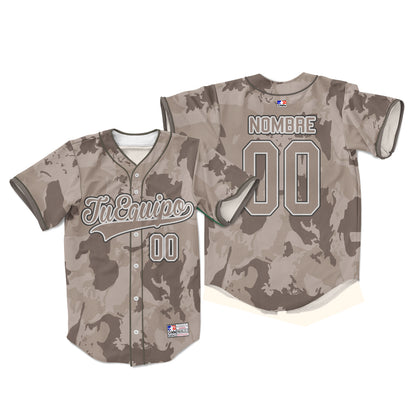 Camiseta de Beisbol brown camouflage personalizada