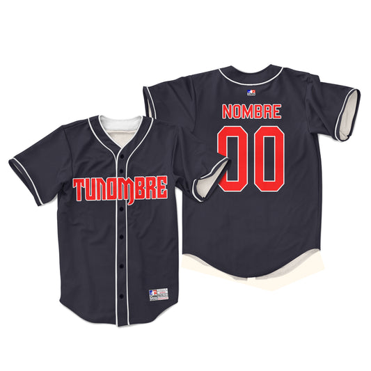 Camiseta personalizada con botones negro letras rojo