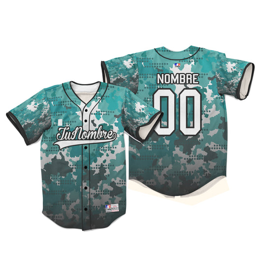 Camiseta con botones camuflaje turquesa gris personalizada