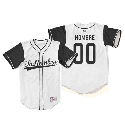 Camiseta con botones blanco y negro personalizada
