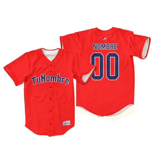 Camiseta personalizada con botones color rojo letras azul