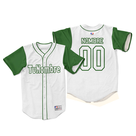 Camiseta con botones blanco y verde personalizada