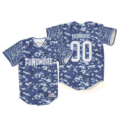 Camiseta personalizada con botones camuflaje azul