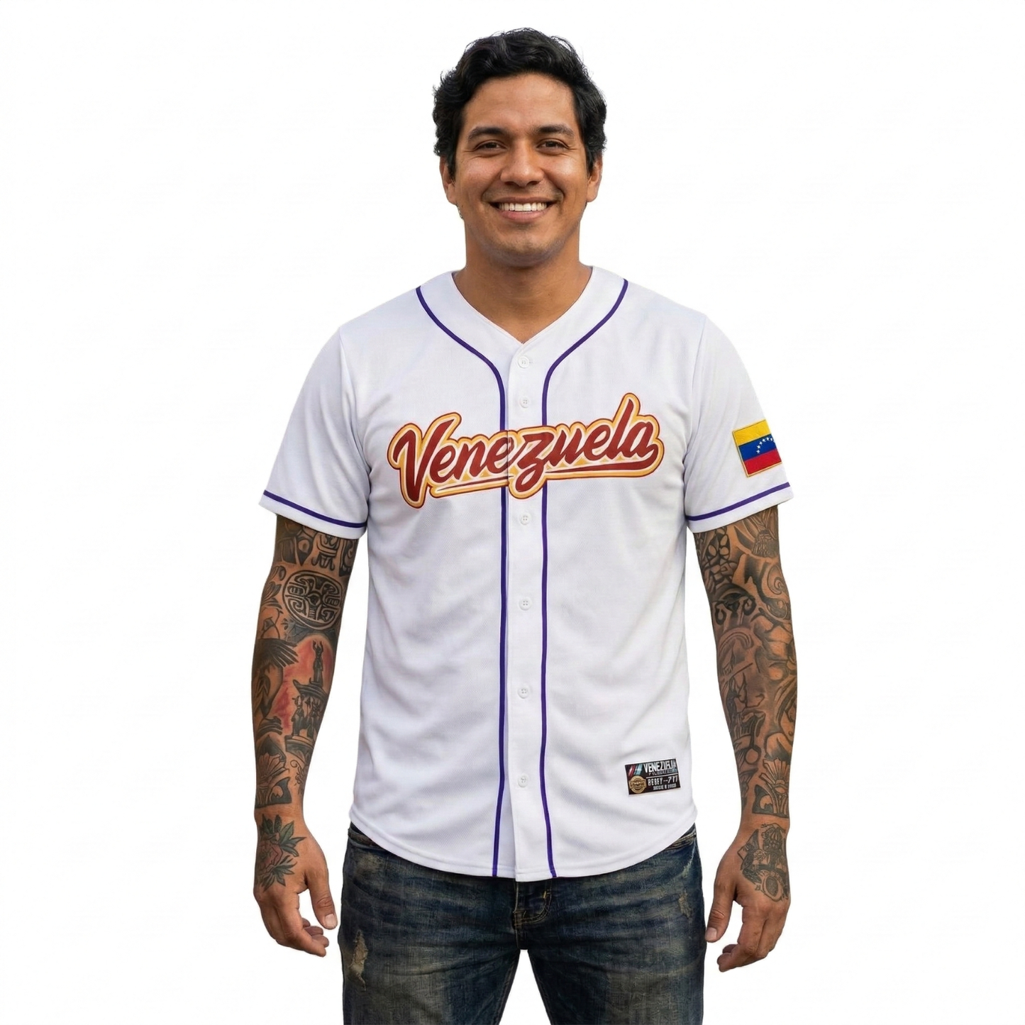 Camiseta jersey de Venezuela Clasico Mundial de Beisbol 2026 blanca de frente
