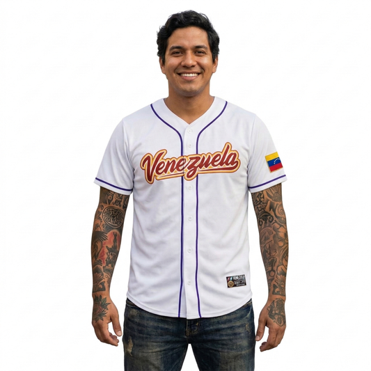 Camiseta jersey de Venezuela Clasico Mundial de Beisbol 2026 blanca de frente