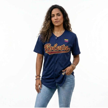 Camiseta de Béisbol Boleta VE Azul - Jersey Personalizado