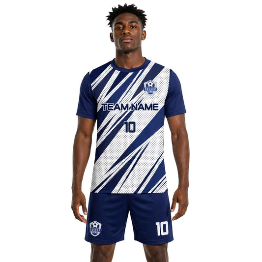 Conjunto de fútbol sublimado personalizado con camiseta y short deportivo
