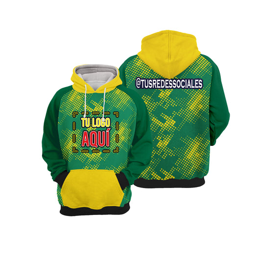 Polerón canguro verde amarillo Away Kit 24