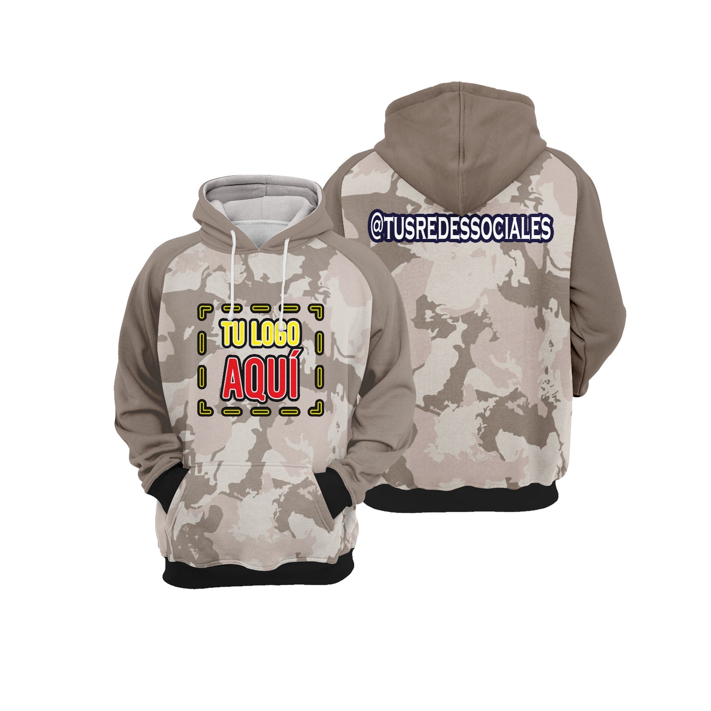 Polerón canguro beige camouflage design