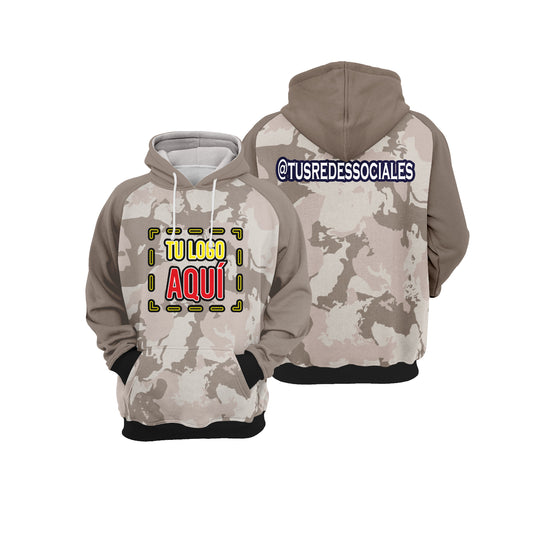 Polerón canguro beige camouflage design