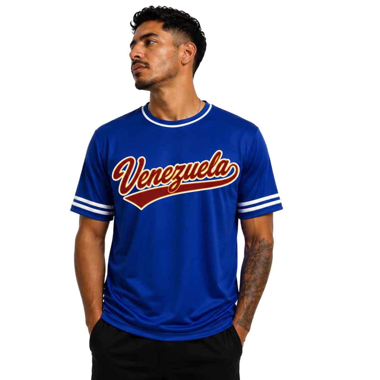 camisa de Venezuela azul cuello redondo