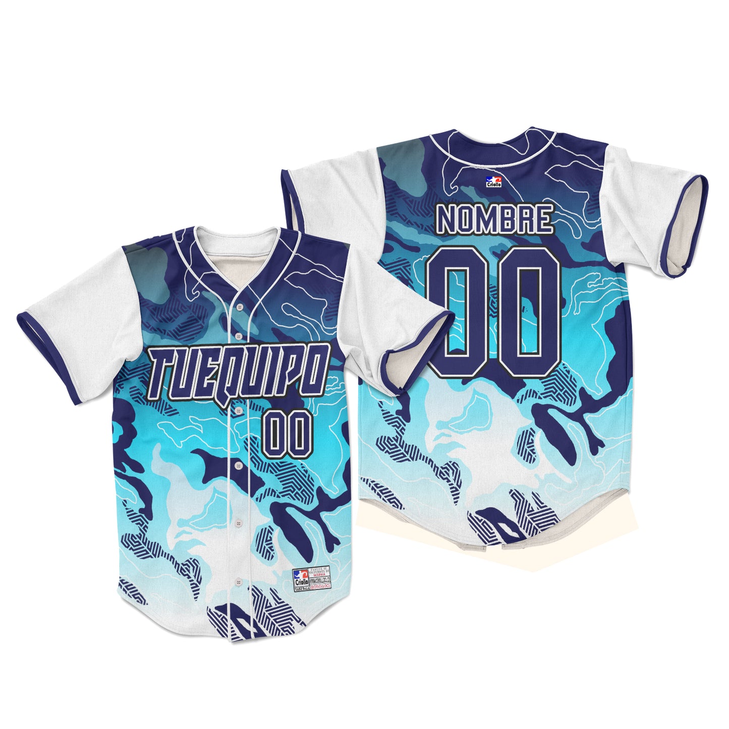 Camiseta de Beisbol blue digital camouflage personalizada