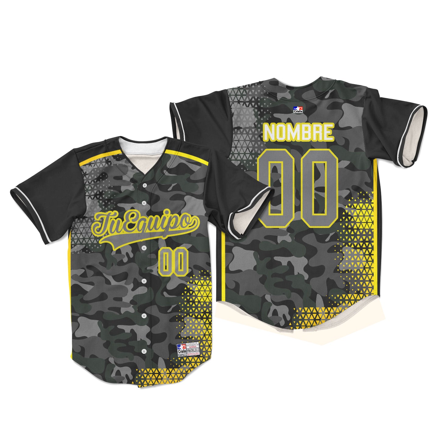 Camiseta de Beisbol camuflaje negro personalizada