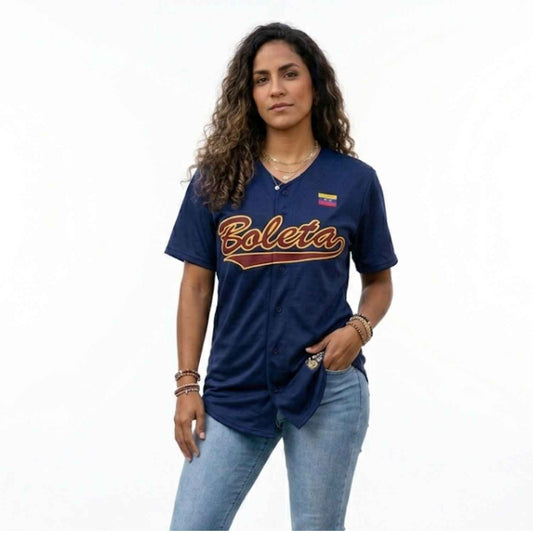 Camiseta de beisbol Boleta VE Azul Jersey Personalizada