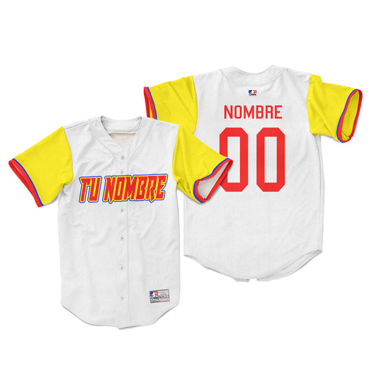 Camiseta personalizada con botones bandera blanco
