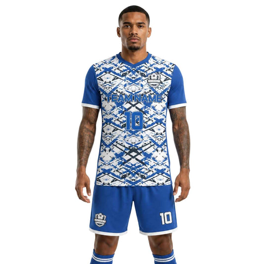 Conjunto de fútbol sublimado personalizado con camiseta y short deportivo