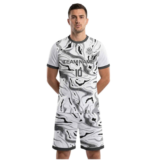 Conjunto de fútbol sublimado personalizado con camiseta y short deportivo