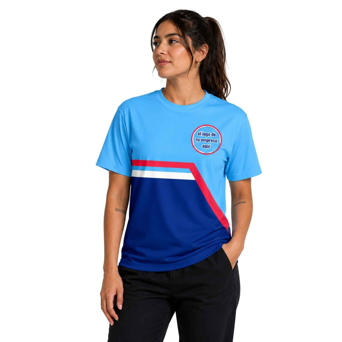 Polera Corporativa personalizada con Logo y Rrss - Modelo 1118