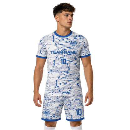 Conjunto de fútbol sublimado personalizado con camiseta y short deportivo