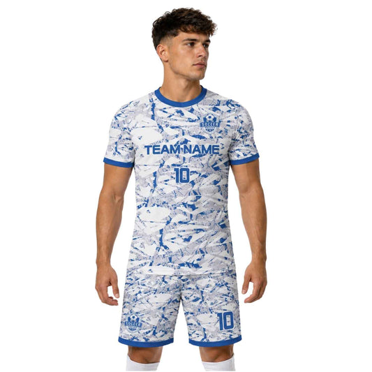 Conjunto de fútbol sublimado personalizado con camiseta y short deportivo