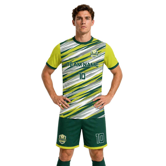 Conjunto de fútbol sublimado personalizado con camiseta y short deportivo
