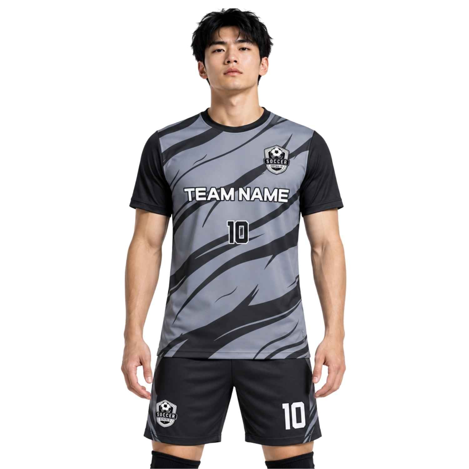 Conjunto de fútbol sublimado personalizado con camiseta y short deportivo