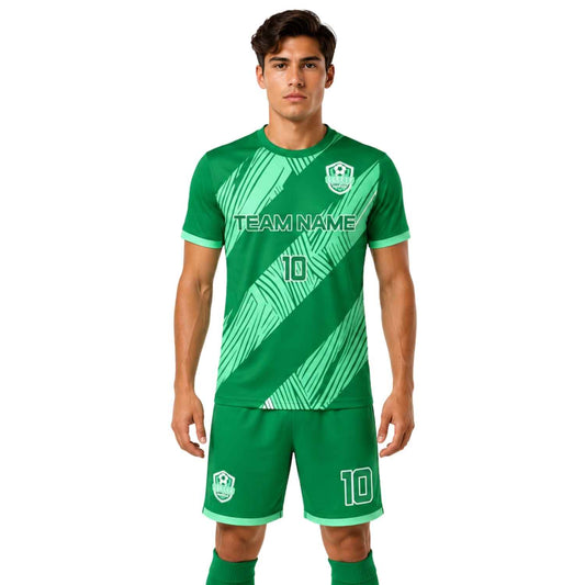 Conjunto de fútbol sublimado personalizado con camiseta y short deportivo
