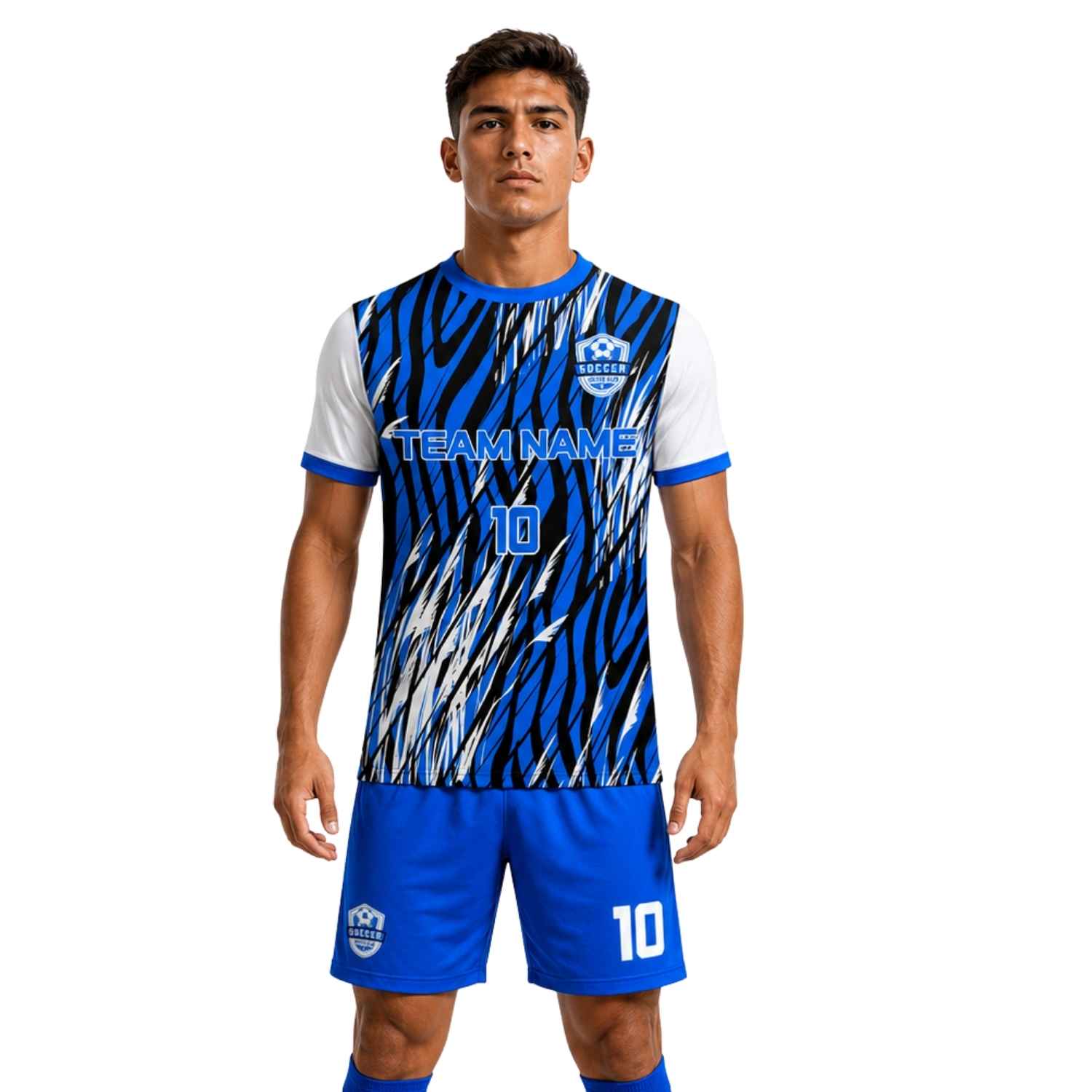 Conjunto de fútbol sublimado personalizado con camiseta y short deportivo