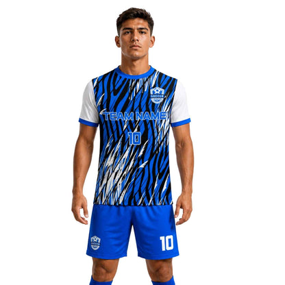 Conjunto de fútbol sublimado personalizado con camiseta y short deportivo