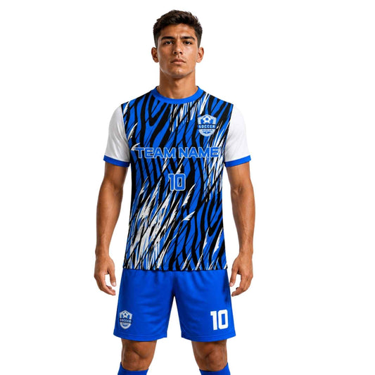 Conjunto de fútbol sublimado personalizado con camiseta y short deportivo