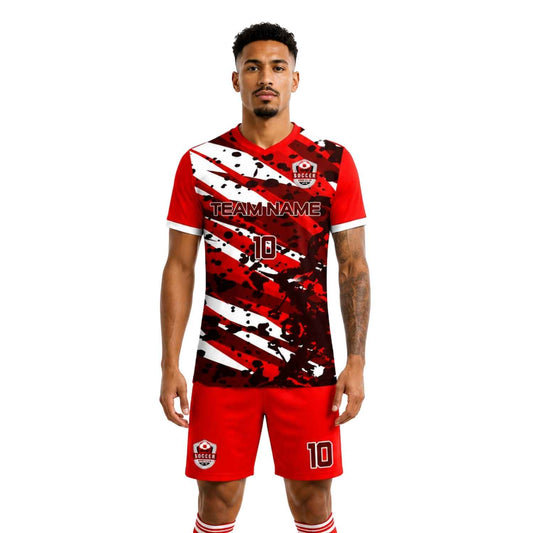 Conjunto de fútbol sublimado personalizado con camiseta y short deportivo