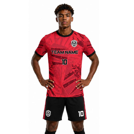 Conjunto de fútbol sublimado personalizado con polera y short deportivo personaliza por unidad