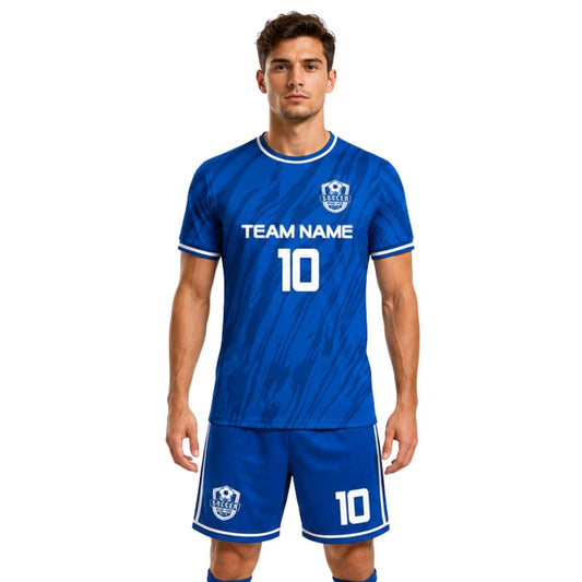 Conjunto de fútbol sublimado personalizado con polera y short deportivo personaliza por unidad