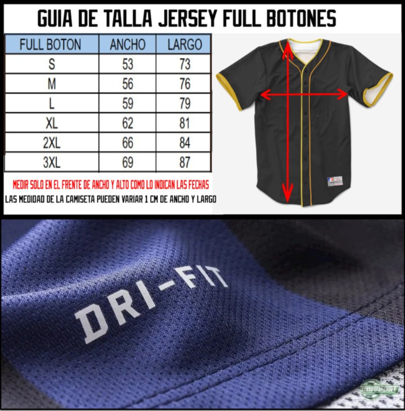 Camiseta Triple Play con botones V Tricolor Venezuela Black