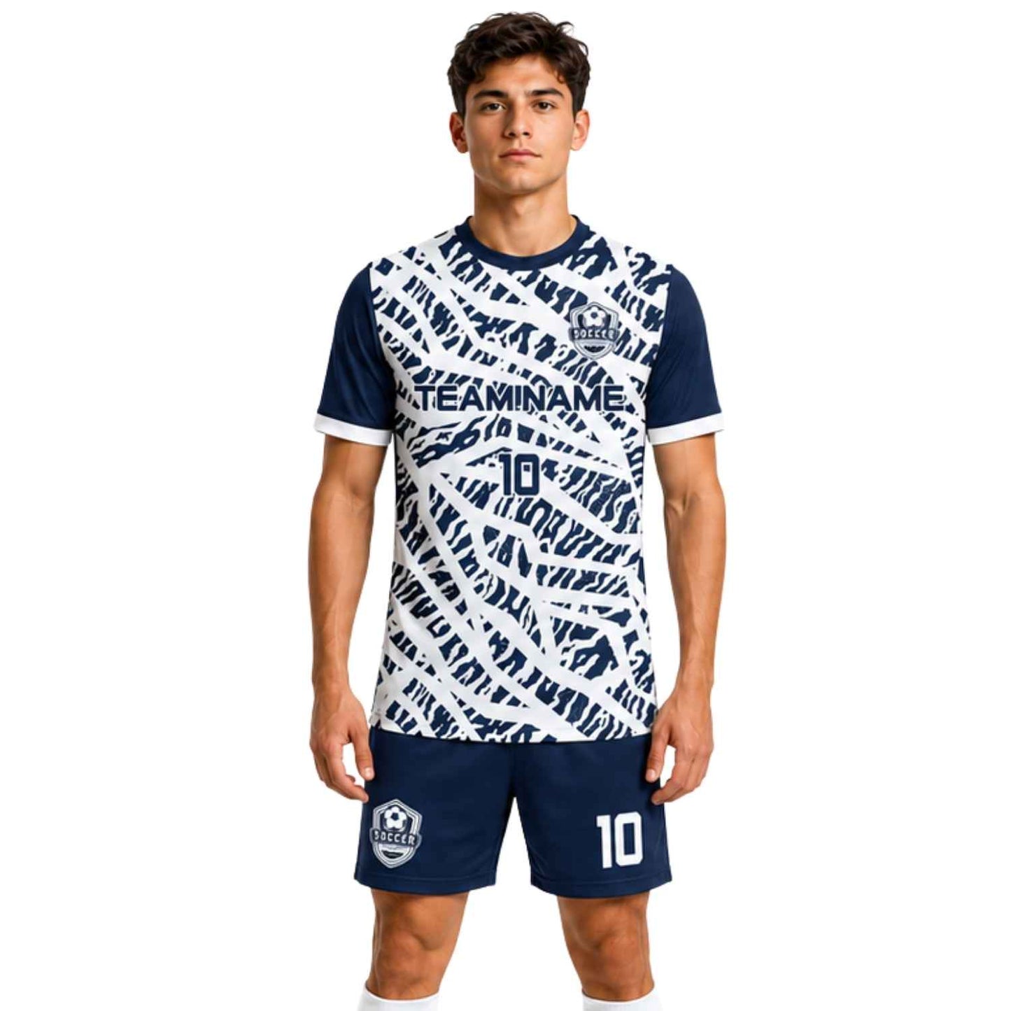 Conjunto de fútbol sublimado personalizado con camiseta y short deportivo