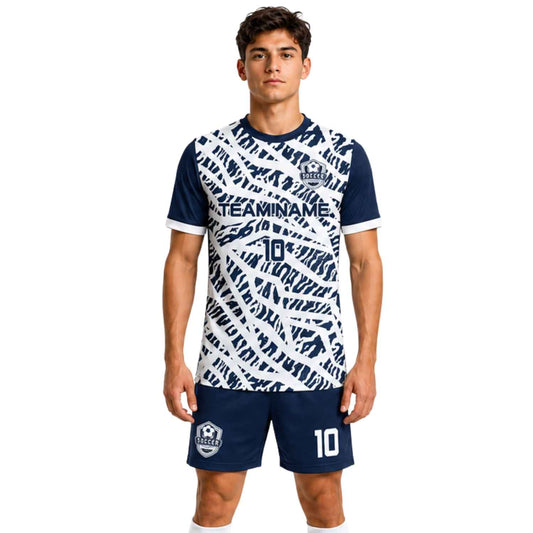 Conjunto de fútbol sublimado personalizado con camiseta y short deportivo