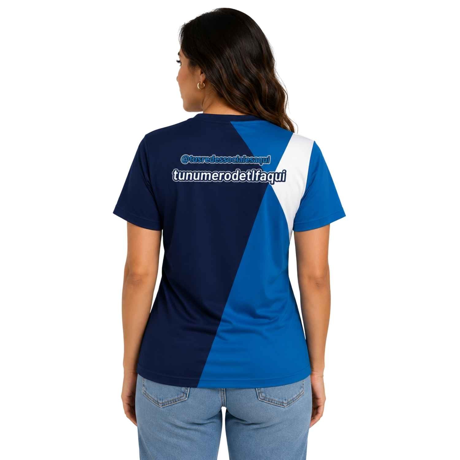 Polera corporativa personalizada con redes sociales y teléfono de contacto para empresas, eventos o marcas independientes - Comercial Criollo
