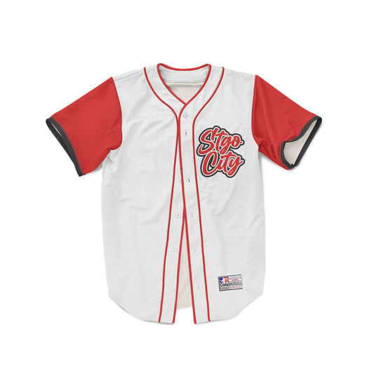 Camiseta de Beisbol white and red Stgo City